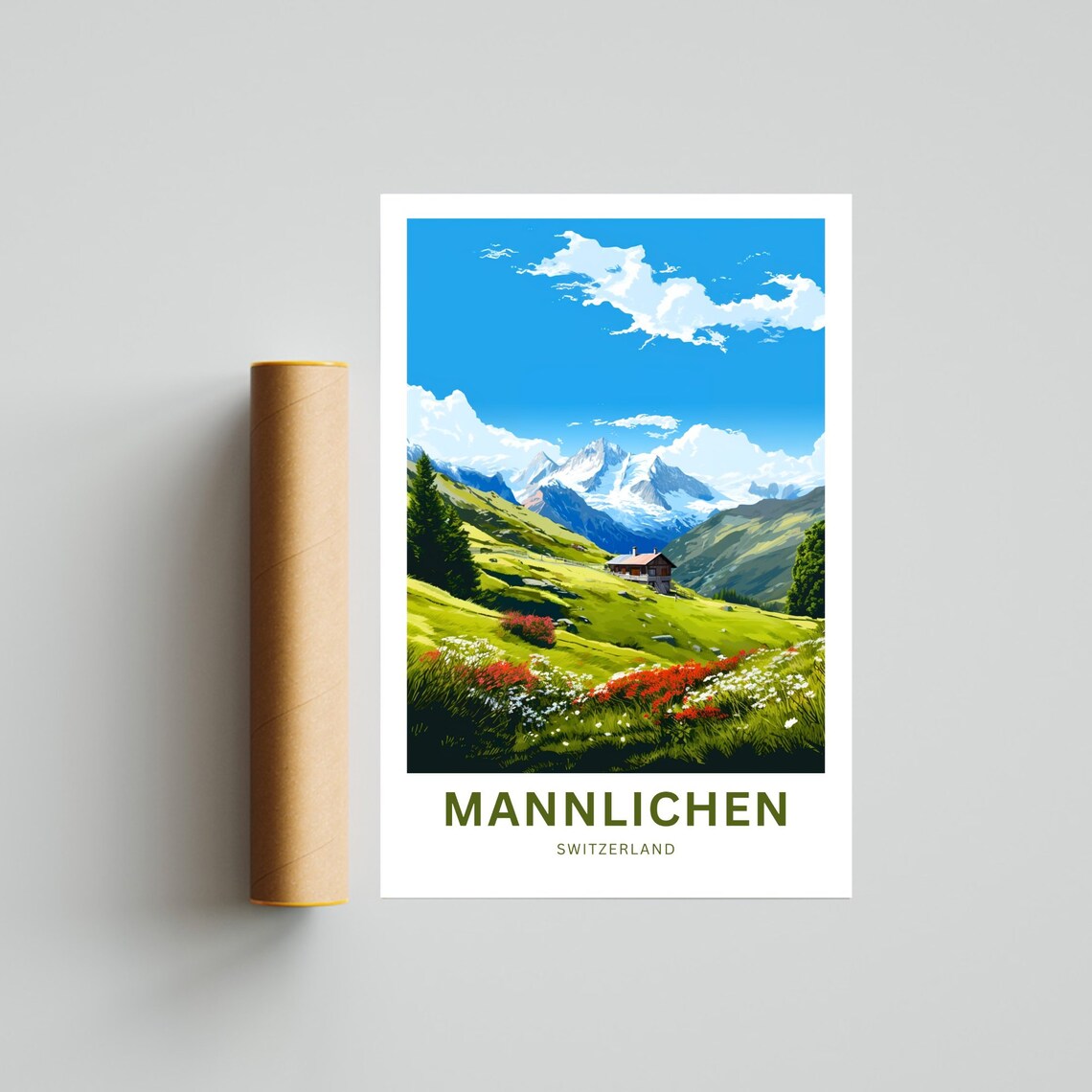 Mannlichen Switzerland Wildflower Meadow Alpine Travel Poster - Image 4