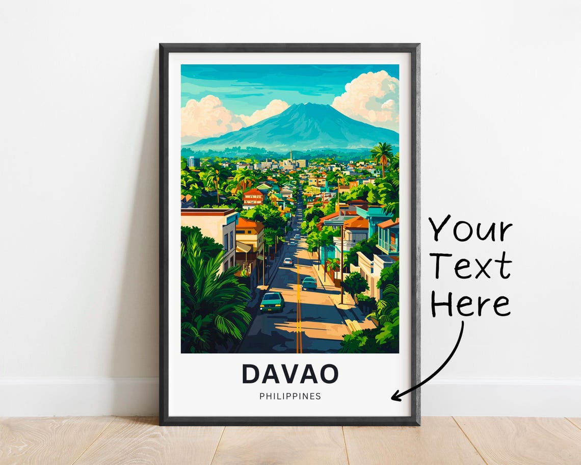 Davao Philippines City Street Mount Apo Skyline Travel Poster - Image 2