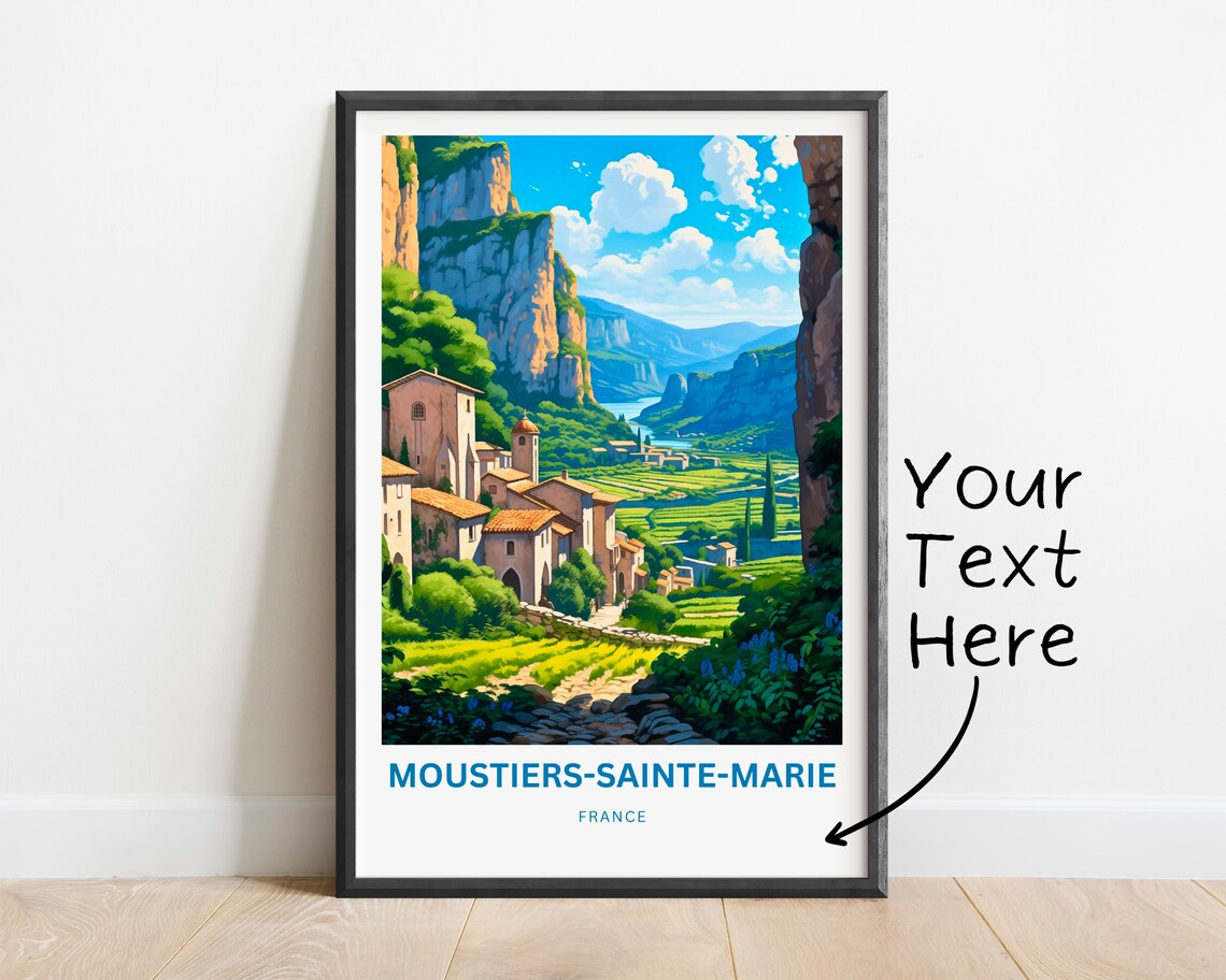 Moustiers-Sainte-Marie France Canyon Cliff Village View Travel Poster - Image 2