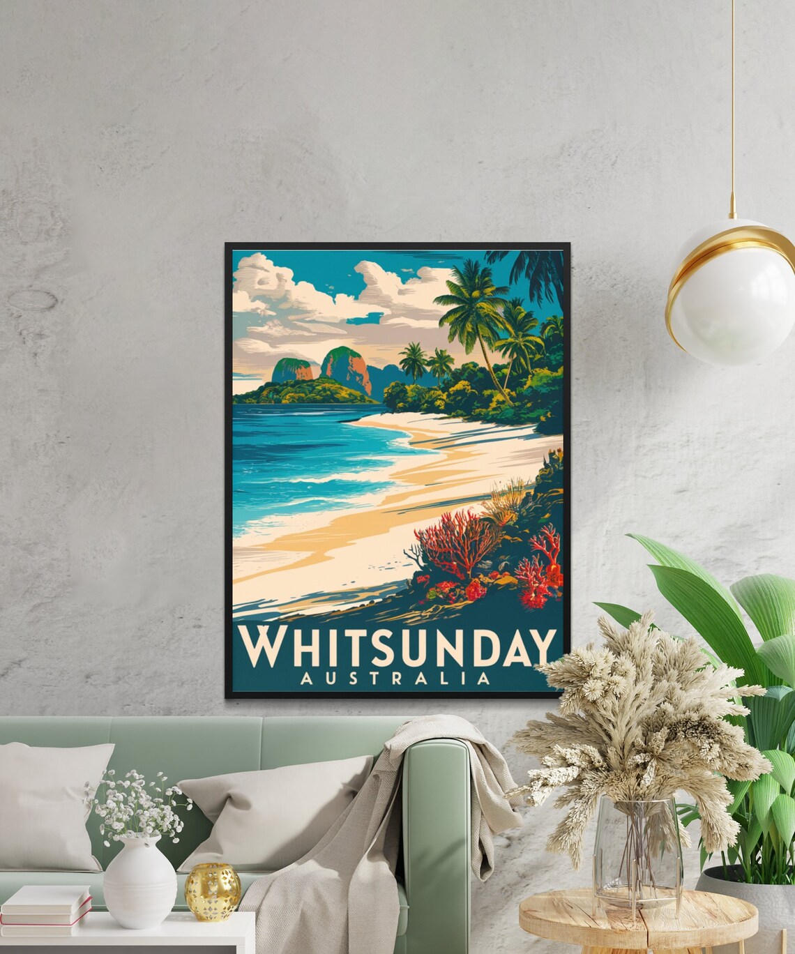 Whitsunday Australia Tropical Beach Palm Island Vintage Poster - Image 2