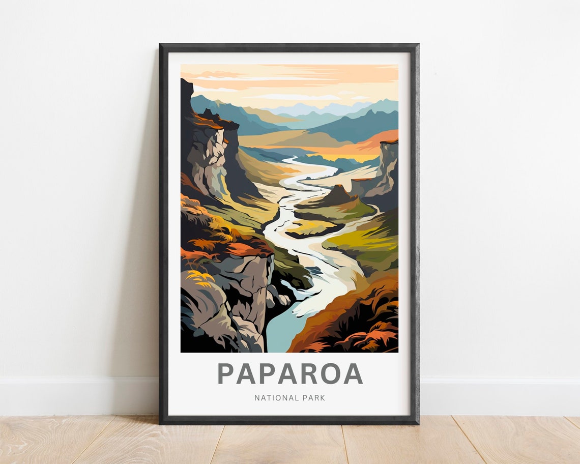 Paparoa National Park Winding River Canyon Valley Dusk Travel Poster