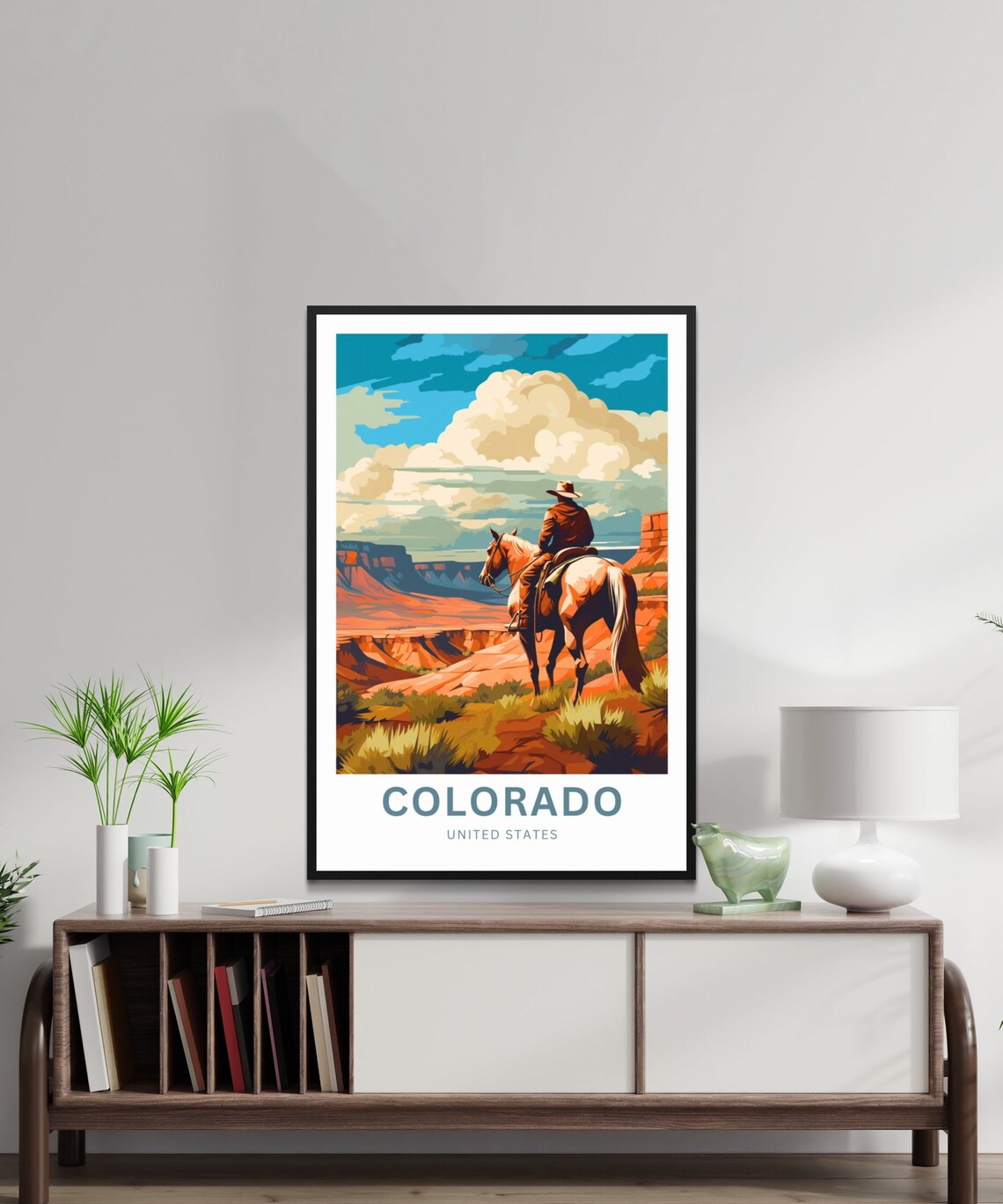 Colorado Cowboy Horseback Red Canyon Desert Sunset Travel Poster - Image 3