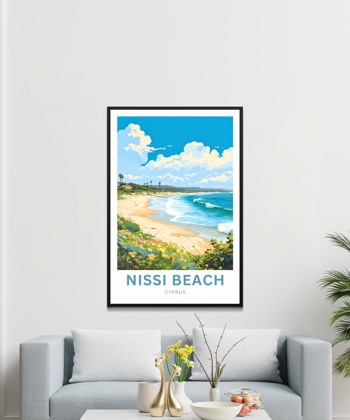 Nissi Beach Personalized Palm Shore Waves Cyprus Travel Poster - Image 4