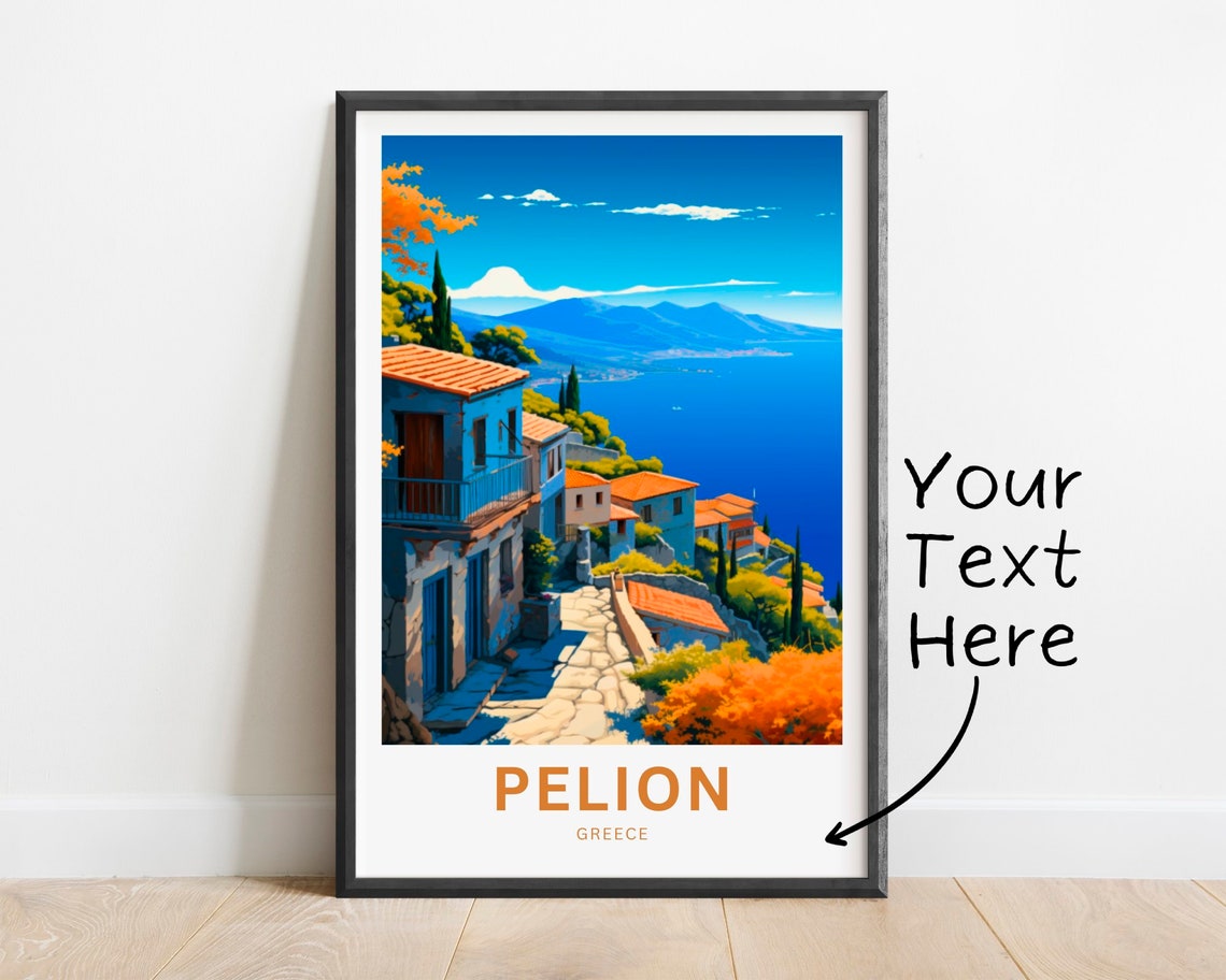 Pelion Greece Personalized Hillside Village Seaside Panorama Poster