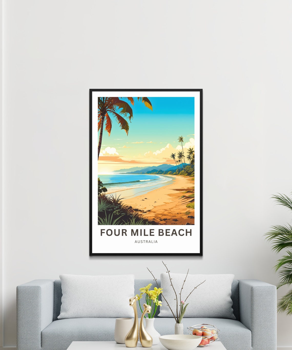 Four Mile Beach Australia Golden Sunset Beach Vintage Travel Poster - Image 2