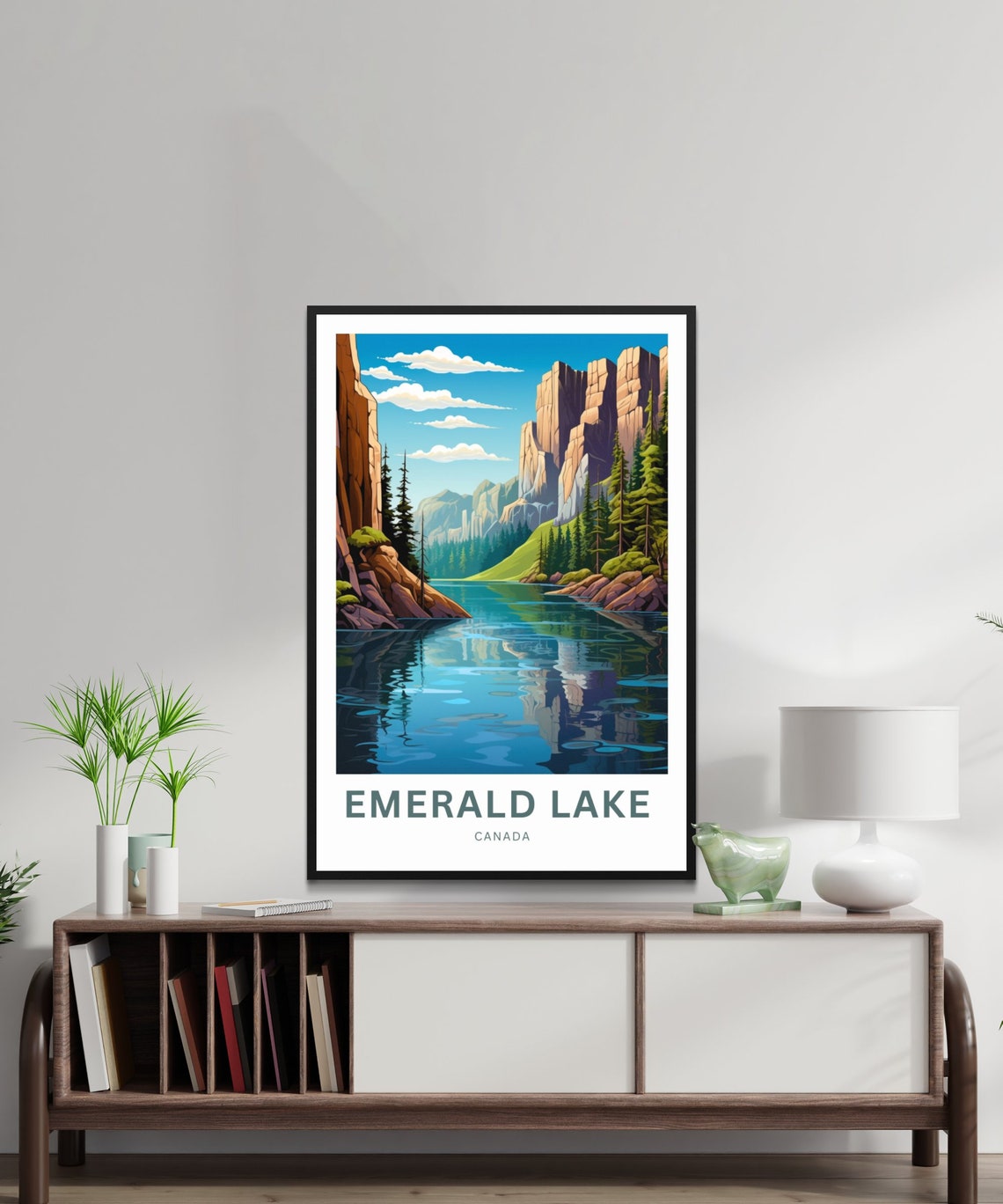 Personalized Emerald Lake Canada Cliff Lake Custom Text Travel Poster - Image 2
