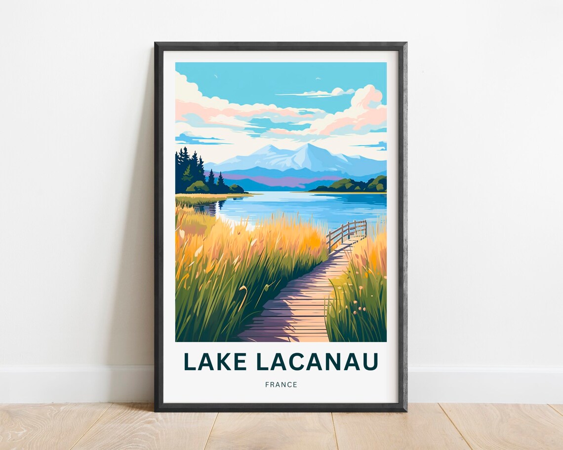 Lake Lacanau Travel Print Lake Lacanau Poster France Wall Art Framed Present Gift France Present