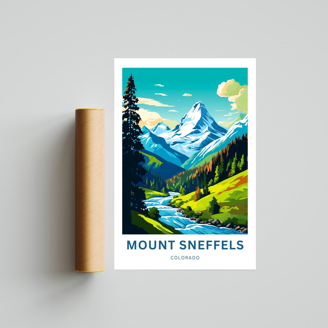 Mount Sneffels Colorado Snowy Peaks Alpine Stream Valley Travel Poster - Image 4