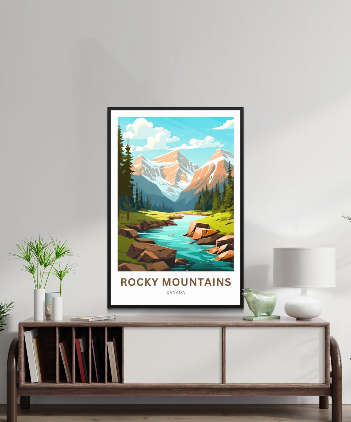 Personalized Rocky Mountains Canada River Valley Travel Poster - Image 2