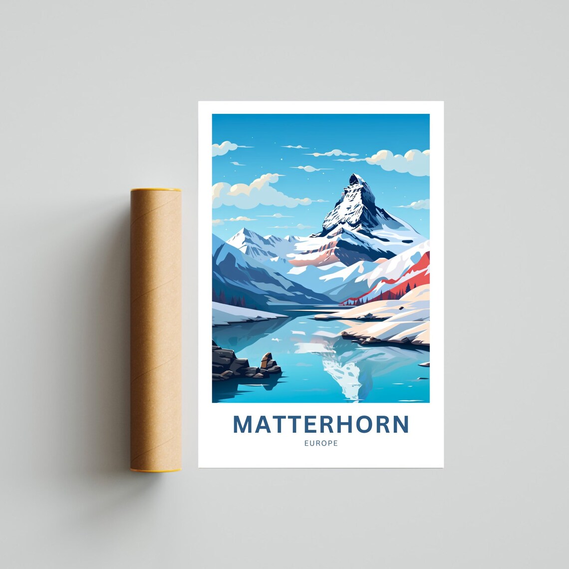 Personalized Matterhorn Europe Mirrored Lake Peak Travel Poster - Image 4