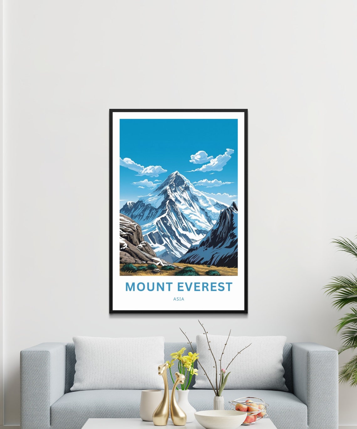 Mount Everest Asia Snowy Himalayan Peak Custom Text Travel Poster - Image 3