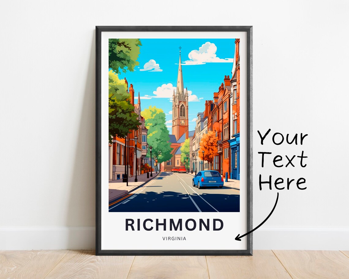 Personalized Richmond Virginia Historic City Street Travel Poster Gift