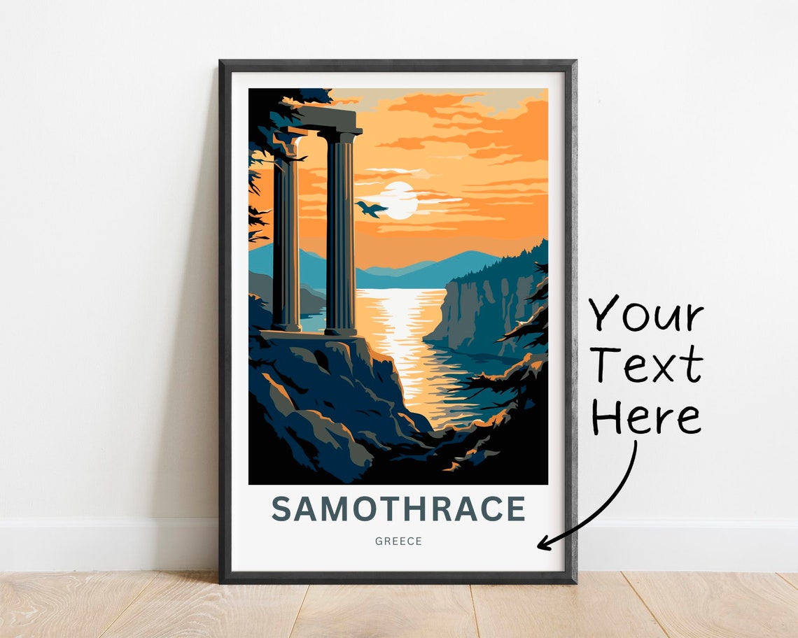 Samothrace Greece Personalized Ancient Columns Sunset Sea Poster