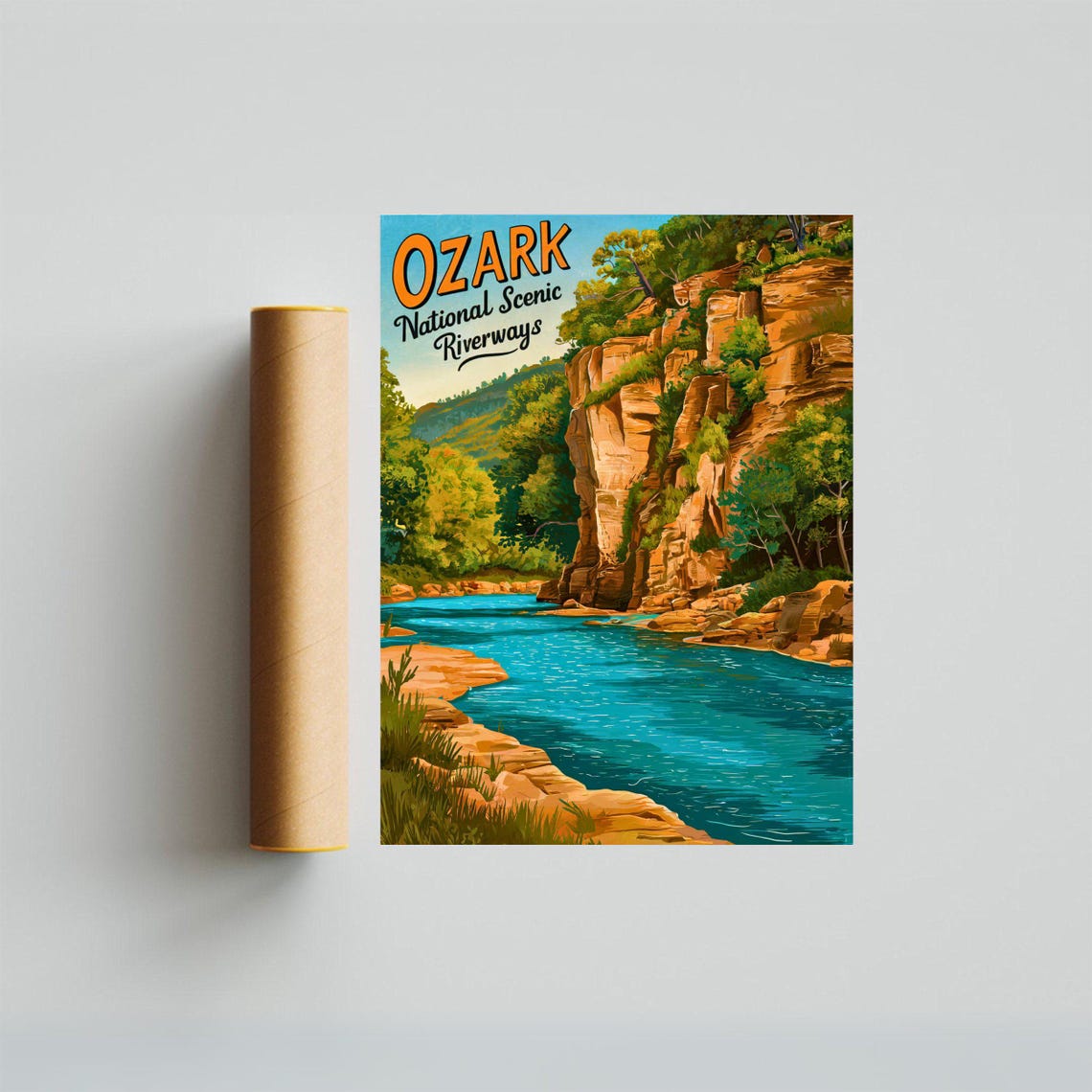 Ozark National Scenic Riverways Vintage Poster with Red Rock Canyon - Image 3