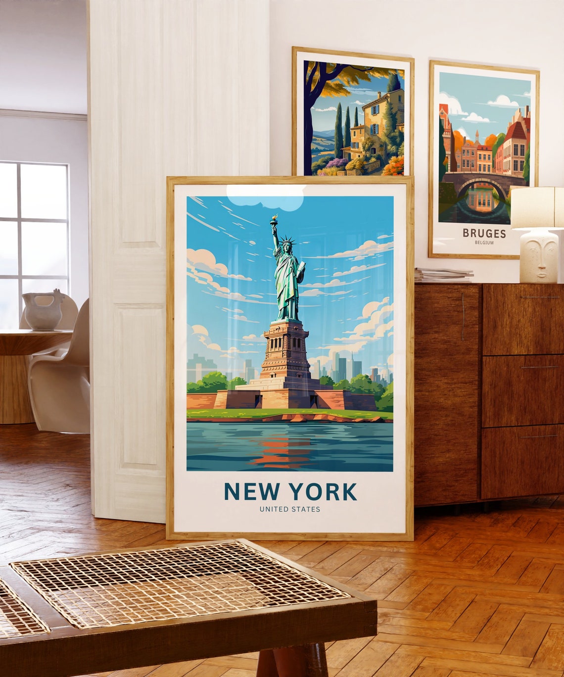 New York Lady Liberty Blue Harbor United States Travel Poster - Image 5