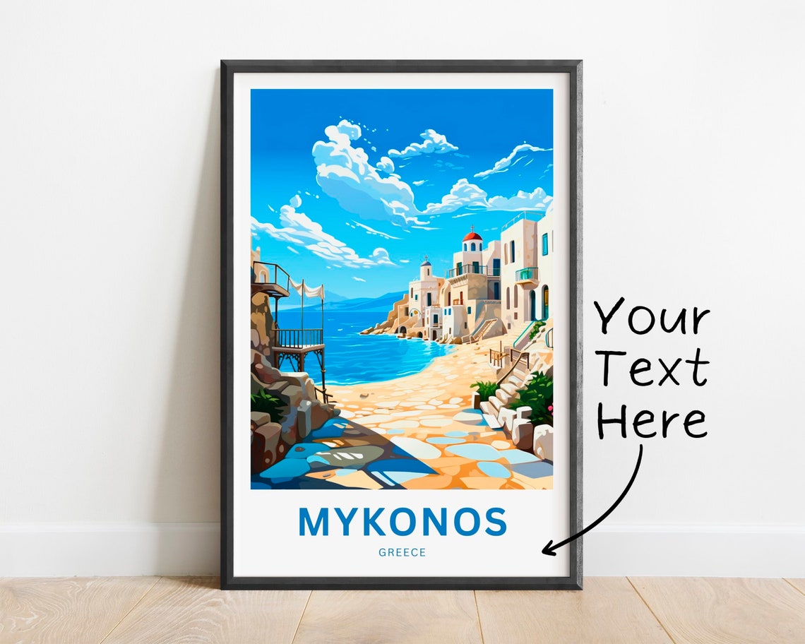 Mykonos Greece Old Town Lane Personalized Custom Travel Poster