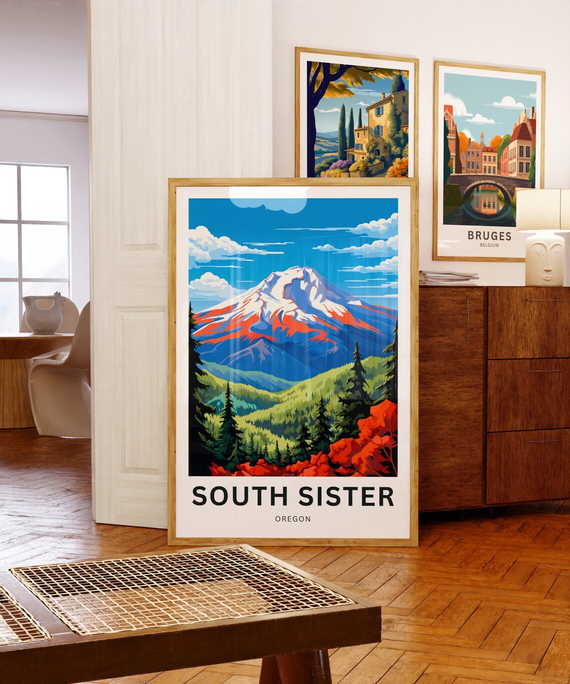 South Sister Oregon Snowcapped Cascade Peak Meadow Travel Poster - Image 5