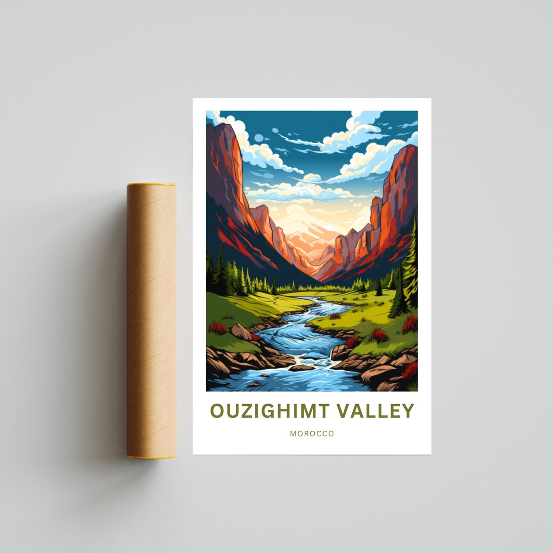 Personalized Ouzighimt Valley Morocco Canyon River Custom Poster - Image 4