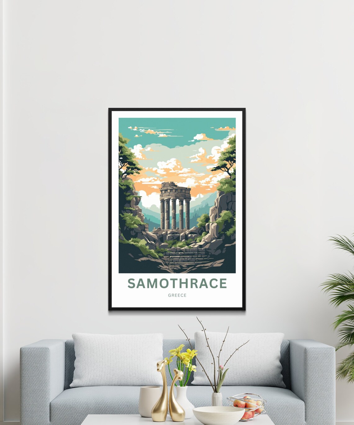 Samothrace Greece Ancient Stone Temple Ruins Scenic Travel Poster - Image 3