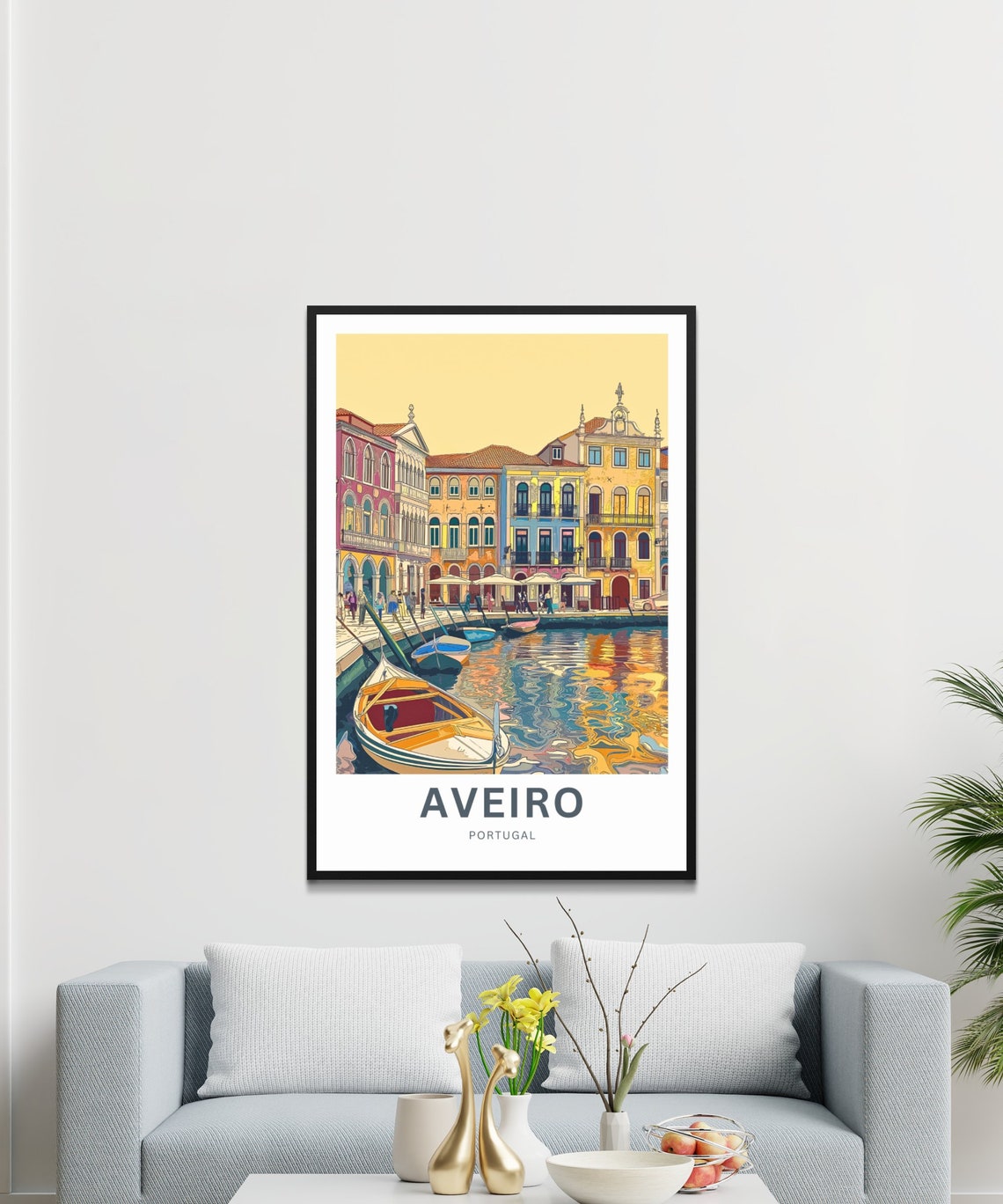 Personalized Aveiro Portugal Canal Sunset Custom Text Travel Poster - Image 3