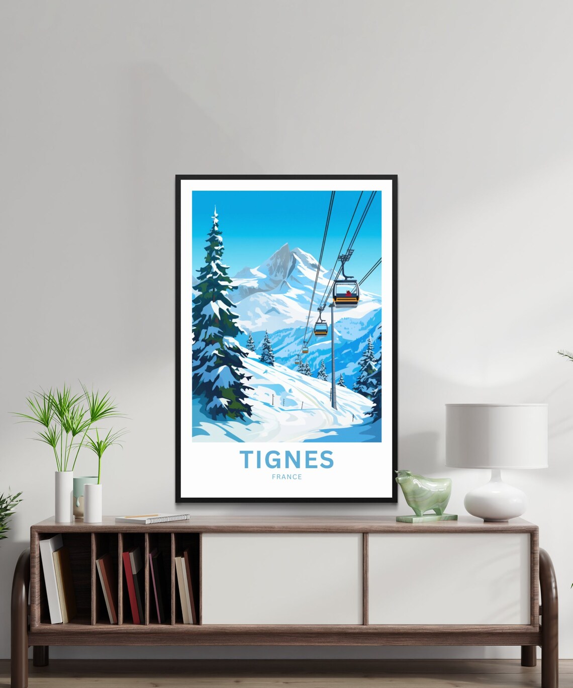 Tignes France Alpine Ski Gondola Snowy Peak Winter Travel Poster - Image 2