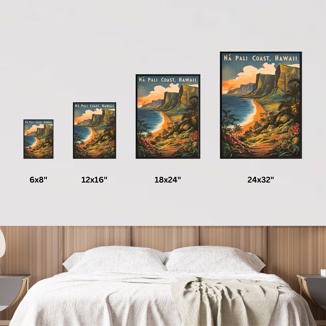 Na Pali Coast Hawaii Sunset Cliffs Vintage Travel Style Poster - Image 3
