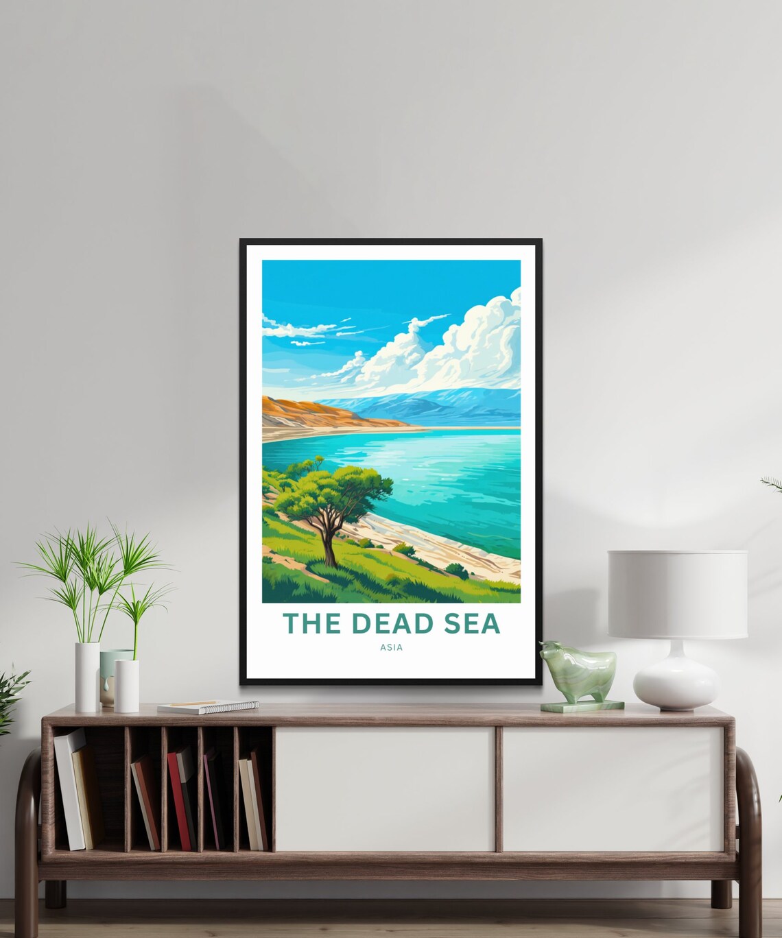 The Dead Sea Asia Turquoise Waters Beach Vintage Travel Poster - Image 2
