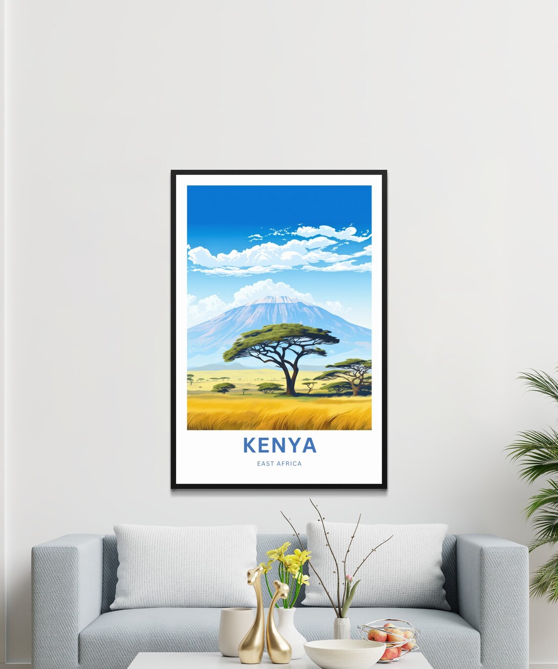 Kenya East Africa Acacia Tree Snow Capped Mountain Savanna Poster - Image 3