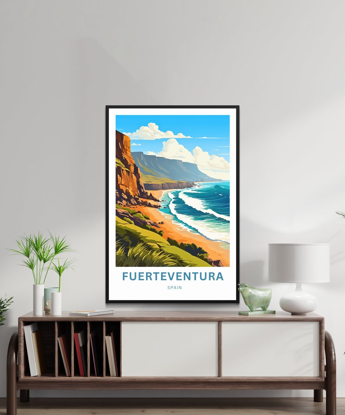 Fuerteventura Spain Dramatic Red Cliffs And Rolling Surf Poster - Image 3