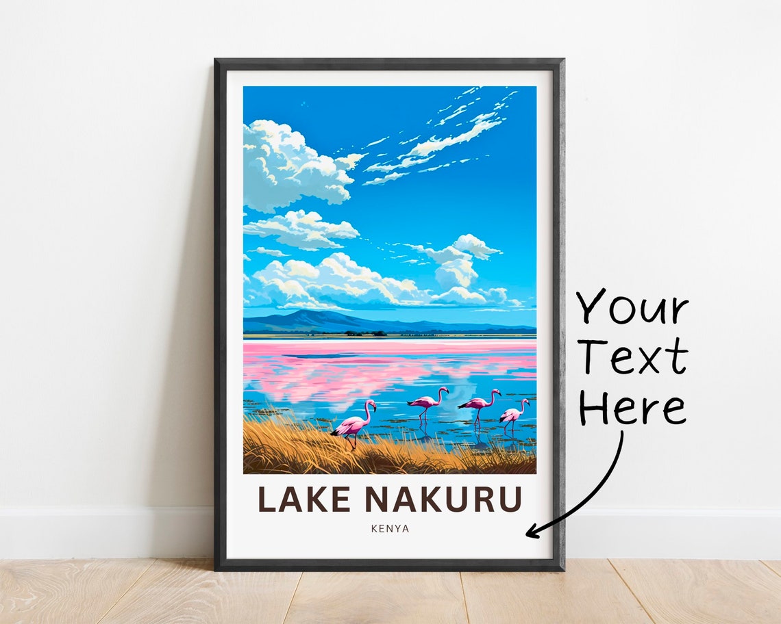 Lake Nakuru Kenya Personalized Flamingo Flock Lake Scene Poster