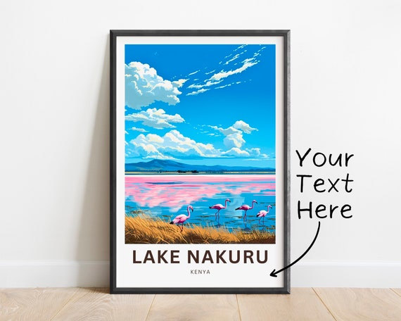 Personalized Lake Nakuru Travel Print Lake Nakuru Poster Kenya Wall Art Framed Present Gift Africa Present