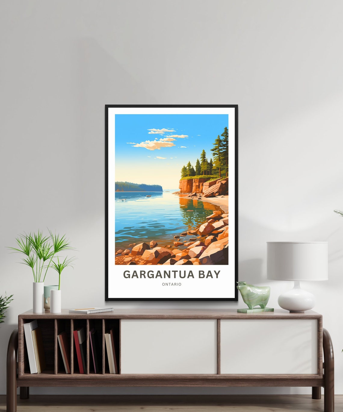 Gargantua Bay Ontario Rocky Shoreline Calm Blue Water Travel Poster - Image 2