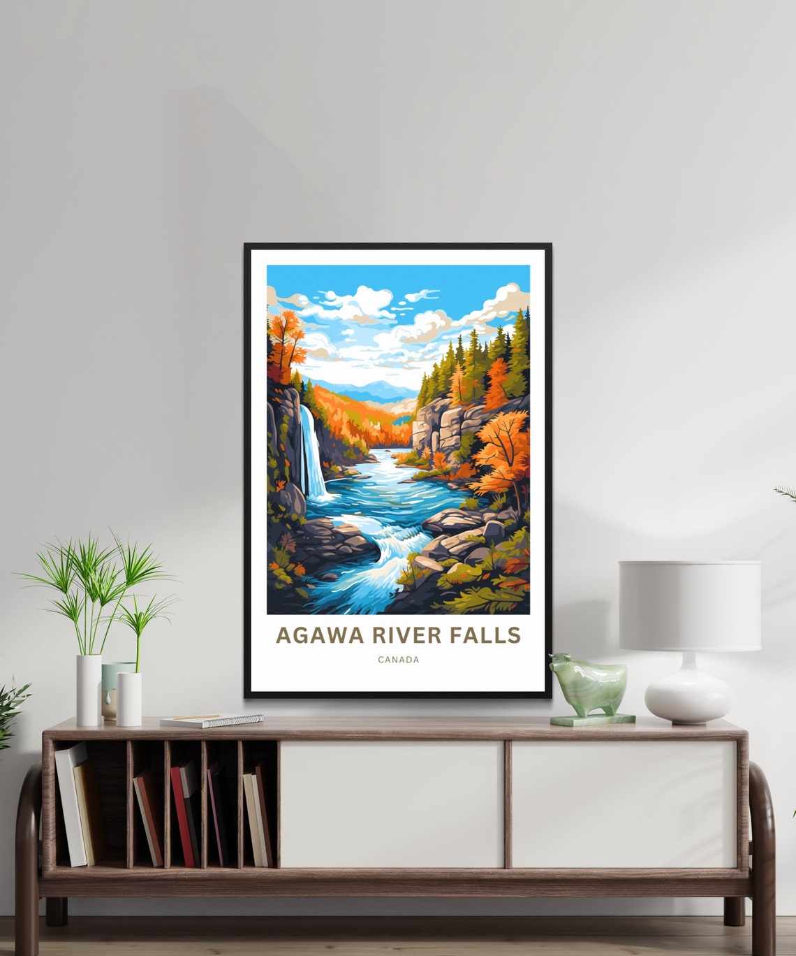 Agawa River Falls Canada Waterfall Gorge Autumn Colors Poster - Image 2