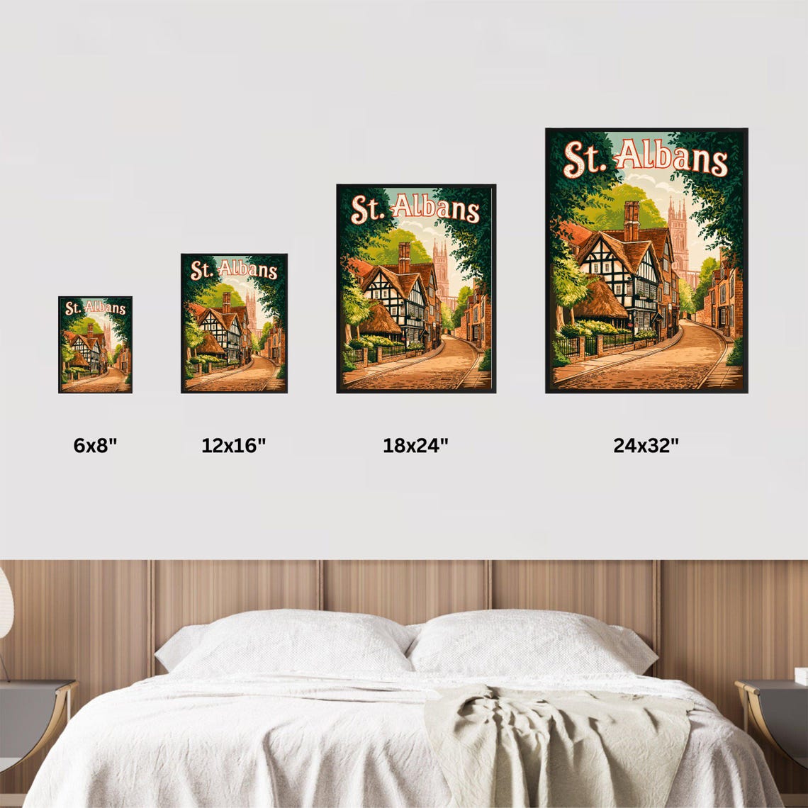 St Albans Old Tudor Half Timbered Cobbled Street England Poster - Image 4
