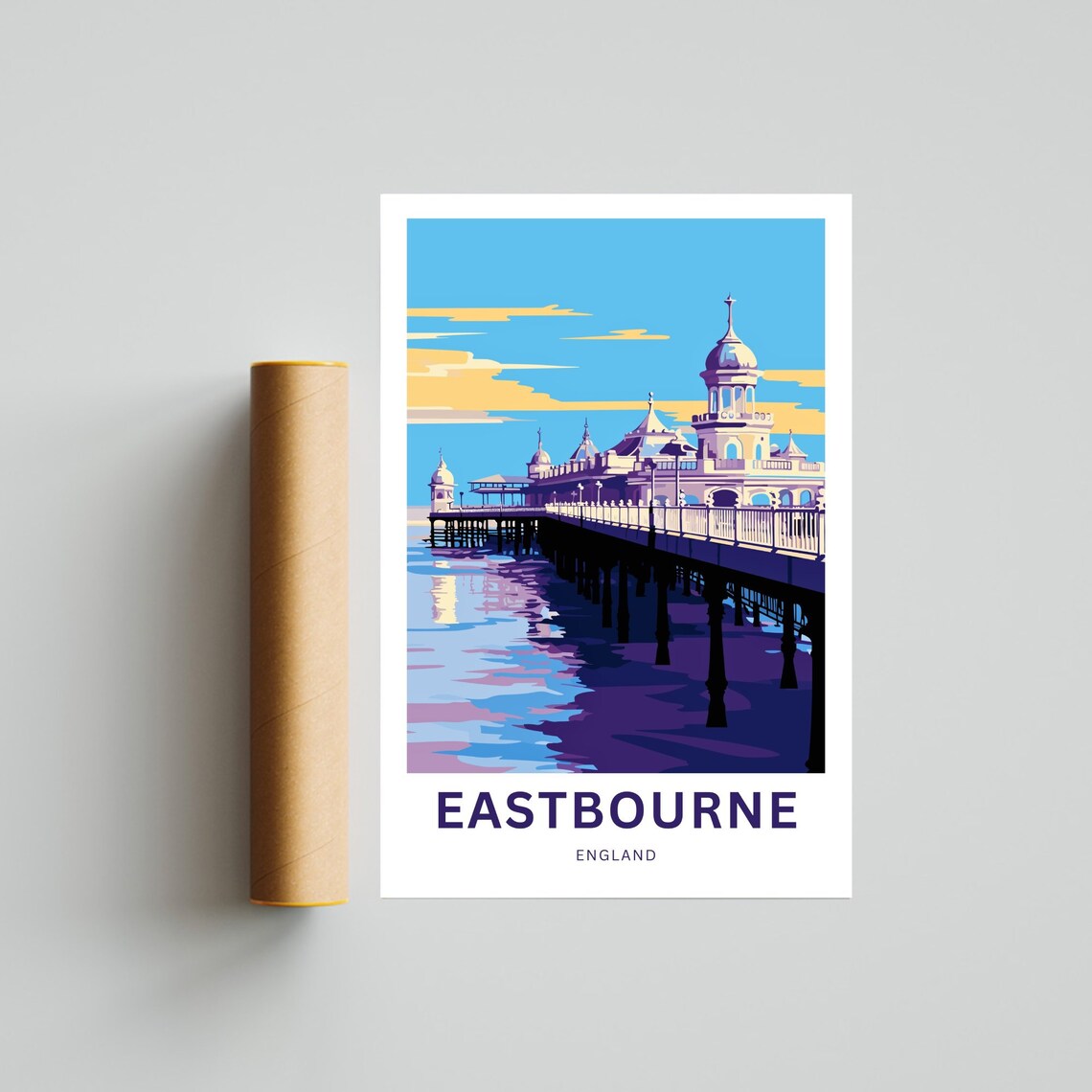Eastbourne England Historic Pier Sunset Seaside Art Travel Poster - Image 4