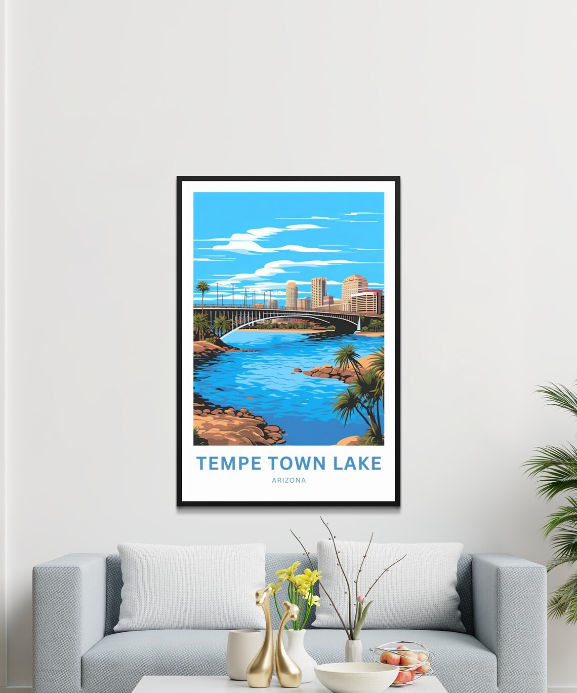 Tempe Town Lake Arizona Daytime Bridge City Skyline Travel Poster - Image 3