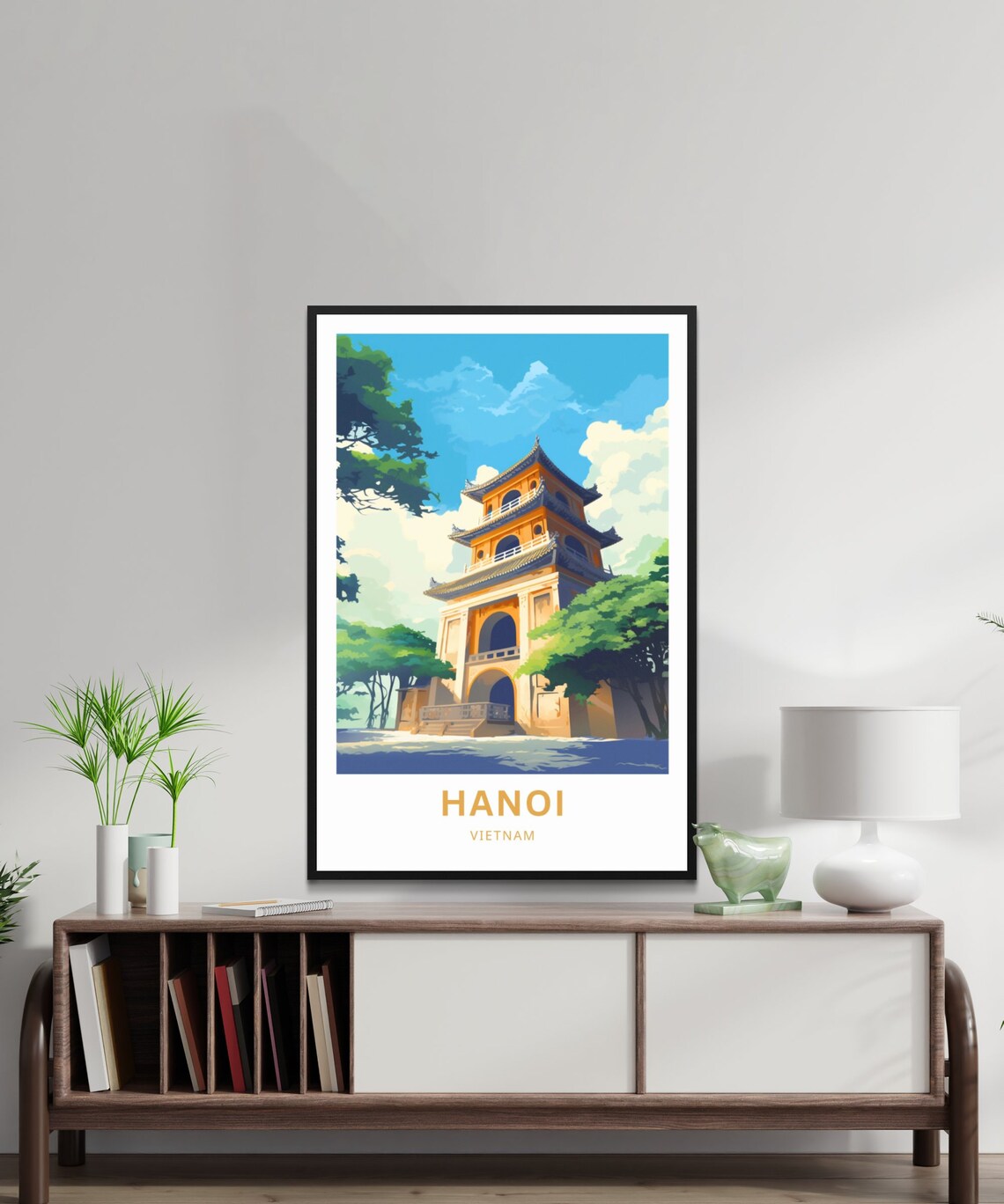 Hanoi Vietnam Yellow Pagoda Tower Green Park Travel Art Poster - Image 2