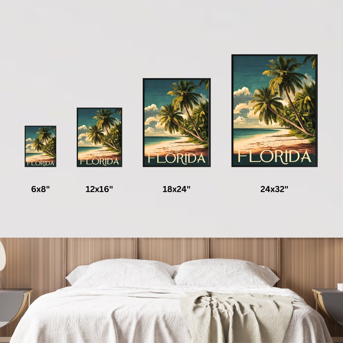 Florida Palm Trees Beach Shoreline Turquoise Sea Retro Travel Poster - Image 4