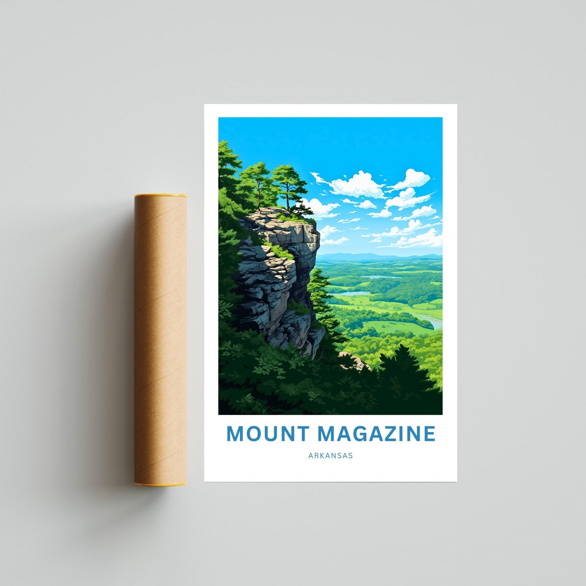 Mount Magazine Arkansas Cliff Overlook Green Valley Travel Poster - Image 4