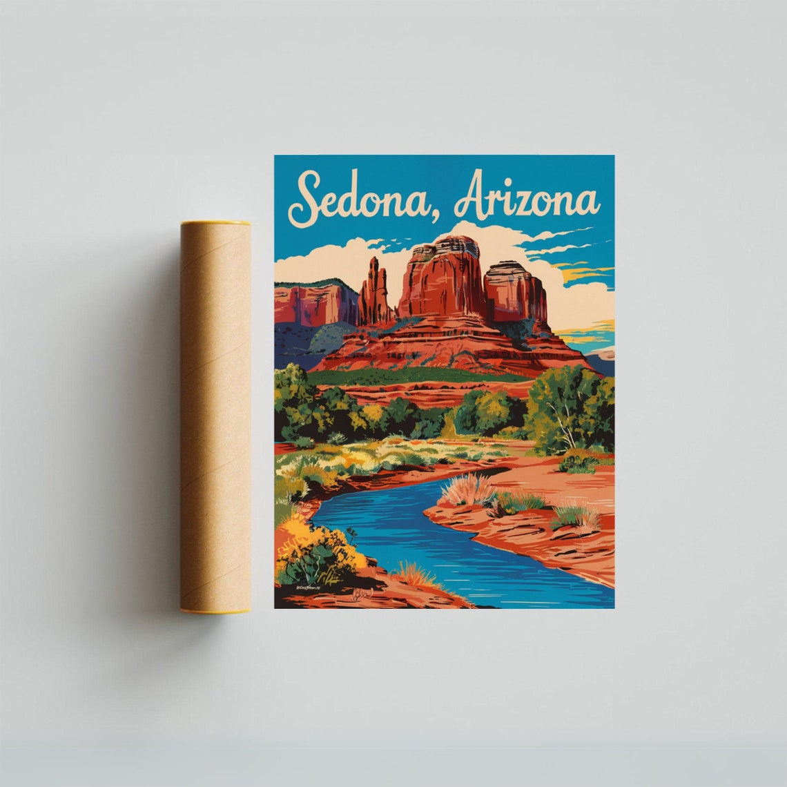 Sedona Arizona Red Rock Spires Desert Creek Vintage Travel Poster - Image 4