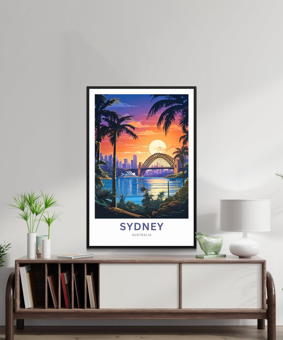 Sydney Australia Sunset Palms Opera House Harbour Travel Poster - Image 2