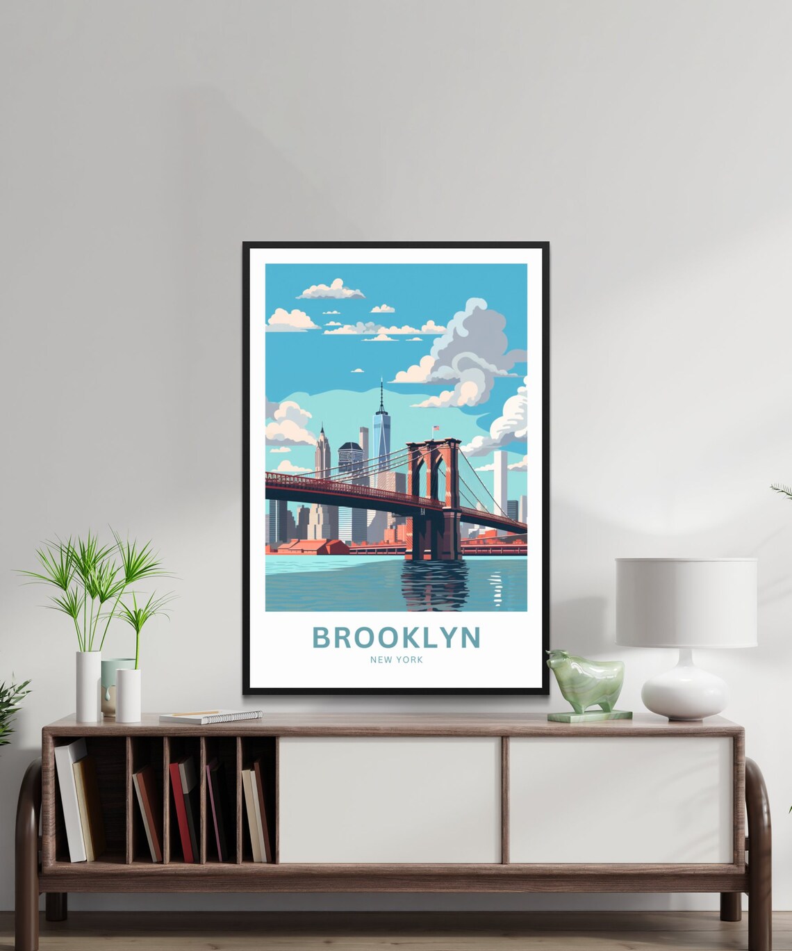 Personalized Brooklyn New York Bridge City Skyline Travel Poster - Image 2