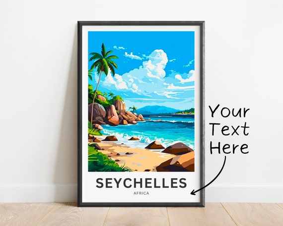 Personalized Seychelles Travel Print Seychelles Poster Africa Wall Art Framed Present Gift Africa Present