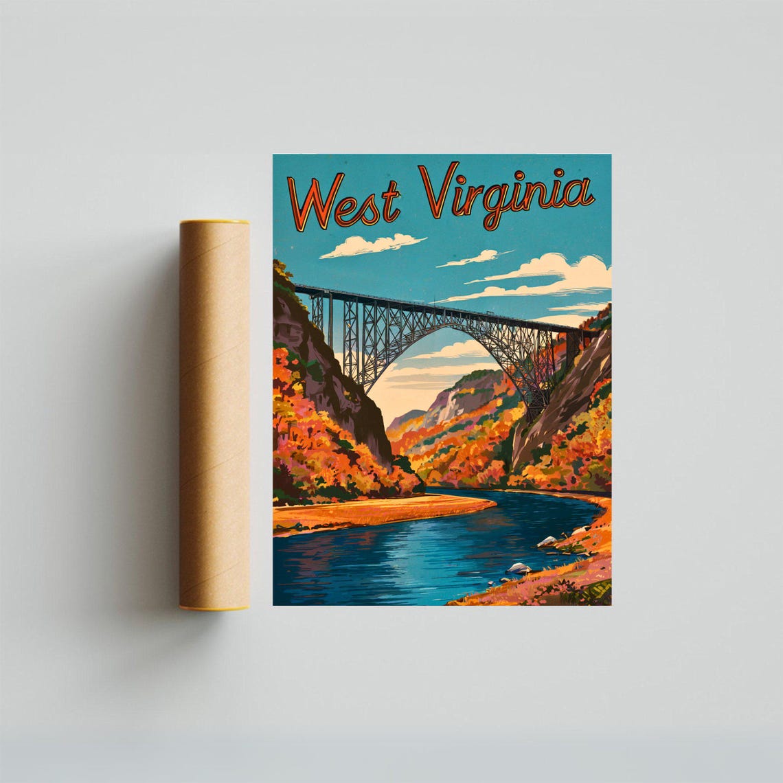 West Virginia New River Gorge Bridge In Glowing Autumn Colors Poster - Image 4