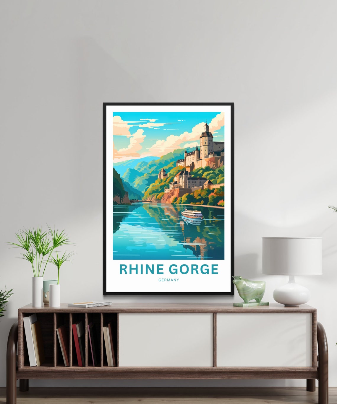 Rhine Gorge Germany Riverside Hilltop Castle Personalized Poster - Image 2