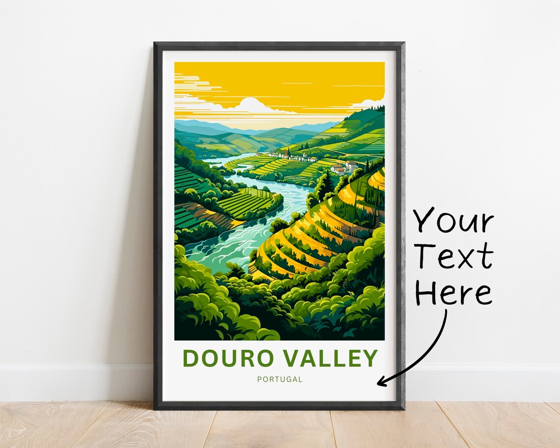 Douro Valley Portugal Terraced Vineyards Sunset River Poster