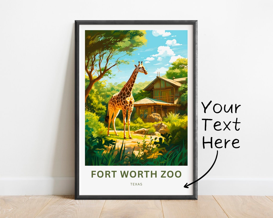 Personalized Fort Worth Zoo Texas Giraffe Custom Text Poster