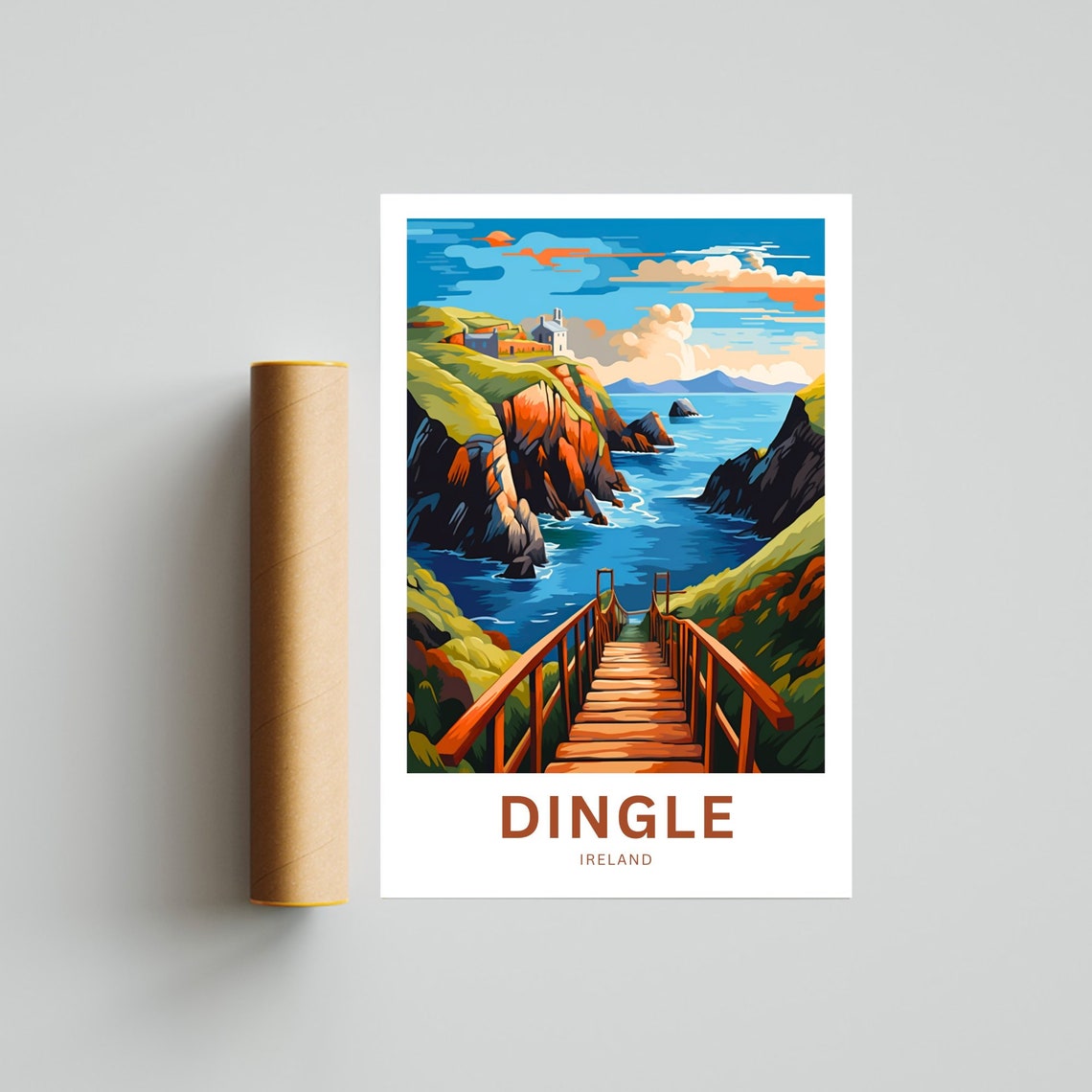 Dingle Ireland Coastal Cliffs Boardwalk Personalized Travel Poster - Image 4