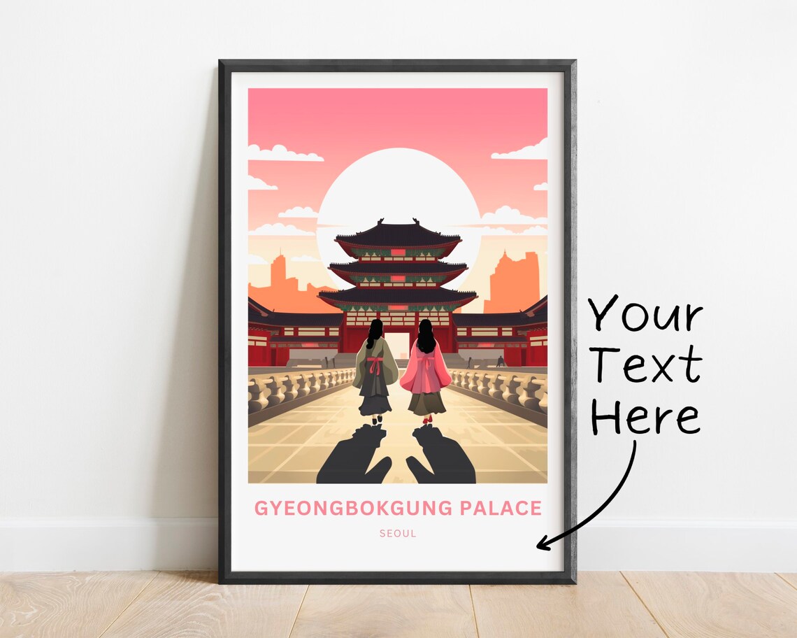 Gyeongbokgung Palace Seoul Sunset Personalized Travel Poster