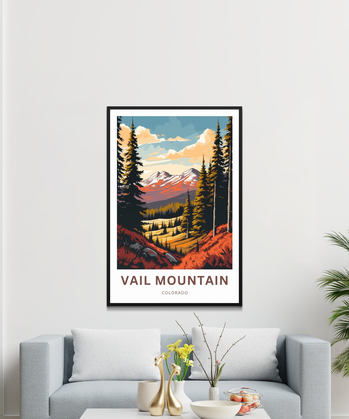 Vail Mountain Colorado Autumn Forest Sunset Peaks Scene Travel Poster - Image 3